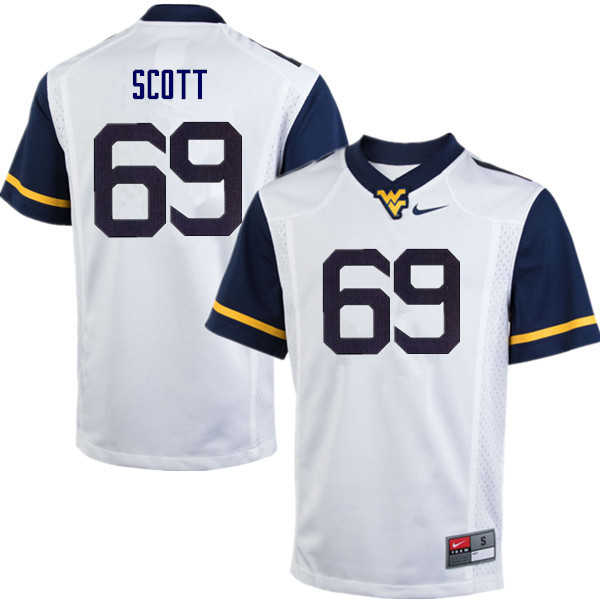 Men #69 Blaine Scott West Virginia Mountaineers College Football Jerseys Sale-White - Click Image to Close